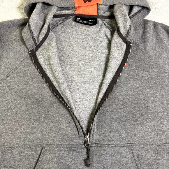Under Armour 1/2 Zip Hoodie Men's Large Gray Florescent Pink Logo College Sporty - Picture 5 of 11